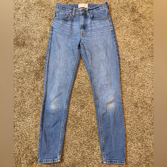 EVERLANE High-Rise Ankle Jeans in Medium Blue Wash High-Waisted Denim Size 24 - Picture 3 of 12